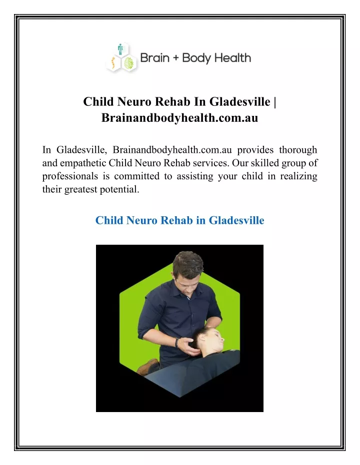 child neuro rehab in gladesville