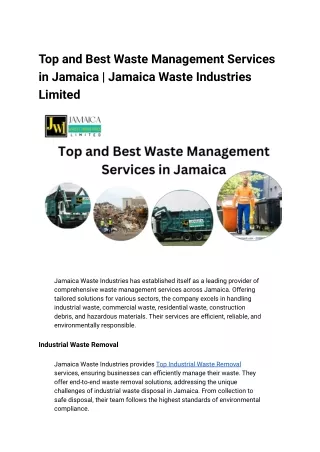 top and best waste management services in jamaica
