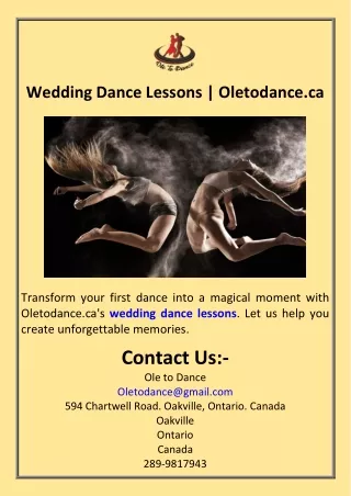 Wedding Dance Lessons  Oletodance.ca