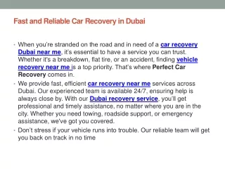 Fast and Reliable Car Recovery in Dubai