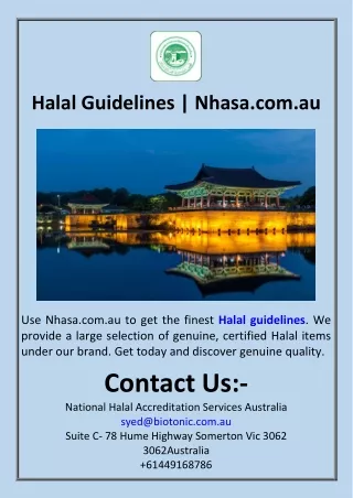 Halal Guidelines  Nhasa.com.au