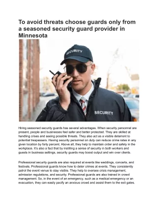 to avoid threats choose guards only from