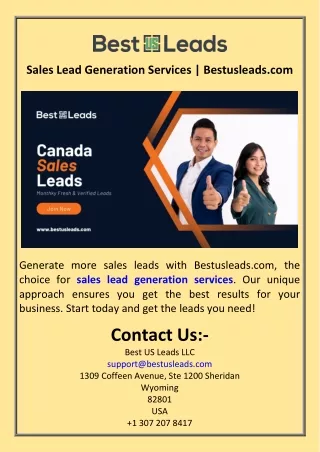 Sales Lead Generation Services  Bestusleads.com