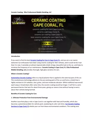 Ceramic Coating:  Elite Professional Mobile Detailing, LLC