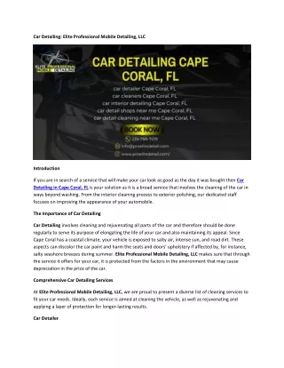 Car Detailing: Elite Professional Mobile Detailing, LLC