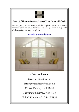 Security Window Shutters Protect Your Home with Style