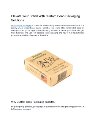 elevate your brand with custom soap packaging