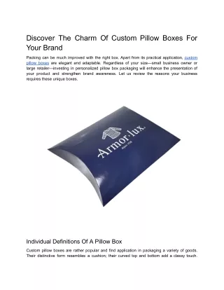 discover the charm of custom pillow boxes