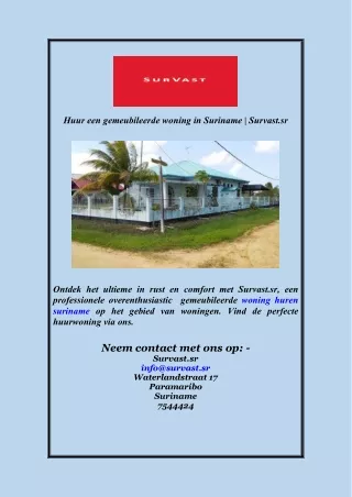 Huur een gemeubileerde woning in Suriname | Survast.sr