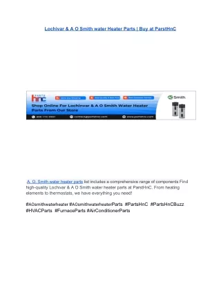 Lochivar & A O Smith water Heater Parts _ Buy at ParstHnC