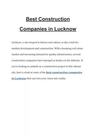 Best Construction Companies in Lucknow
