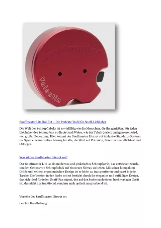 snuffmaster lite rot rot die perfekte wahl
