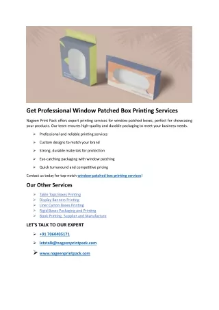 Get Professional Window Patched Box Printing Services