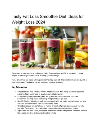 Tasty Fat Loss Smoothie Diet Ideas for Weight Loss 2024