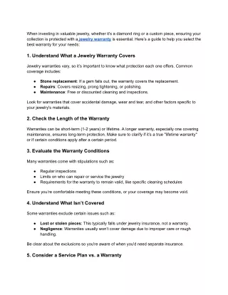 How to Choose the Best Jewelry Warranty for Your Collection
