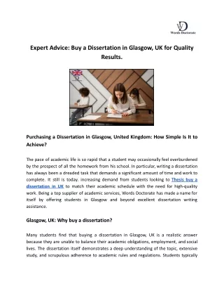 Expert Advice_ Buy a Dissertation in Glasgow, UK for Quality Results