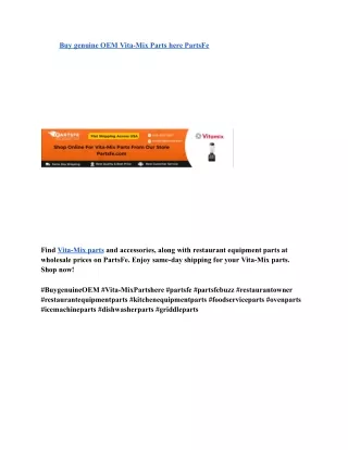 Buy genuine OEM Vita-Mix Parts here PartsFe