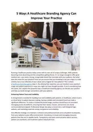 5 Ways A Healthcare Branding Agency Can Improve Your Practice