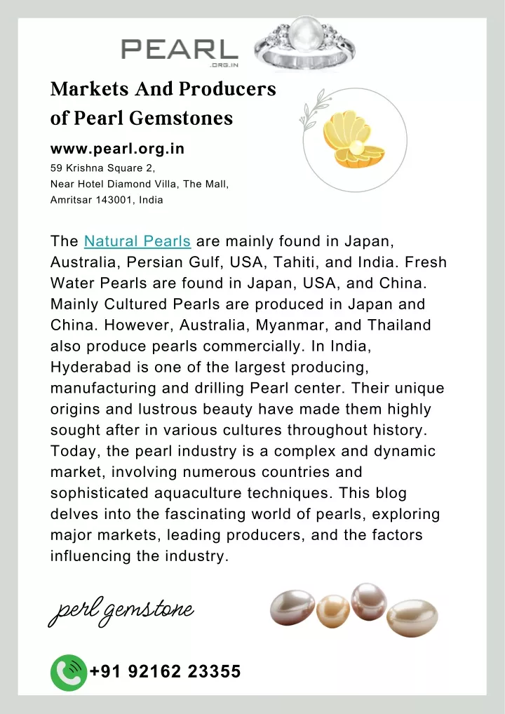 markets and producers of pearl gemstones