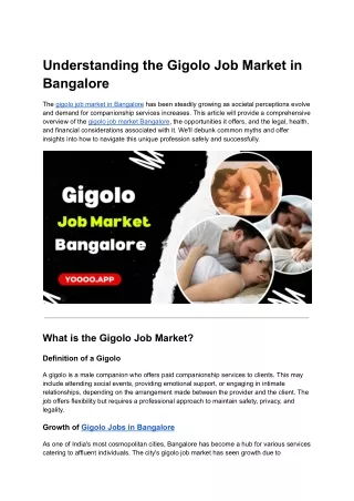 Understanding the Gigolo Job Market in Bangalore