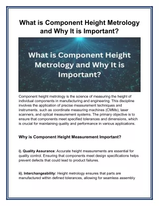 What is Component Height Metrology and Why It is Important