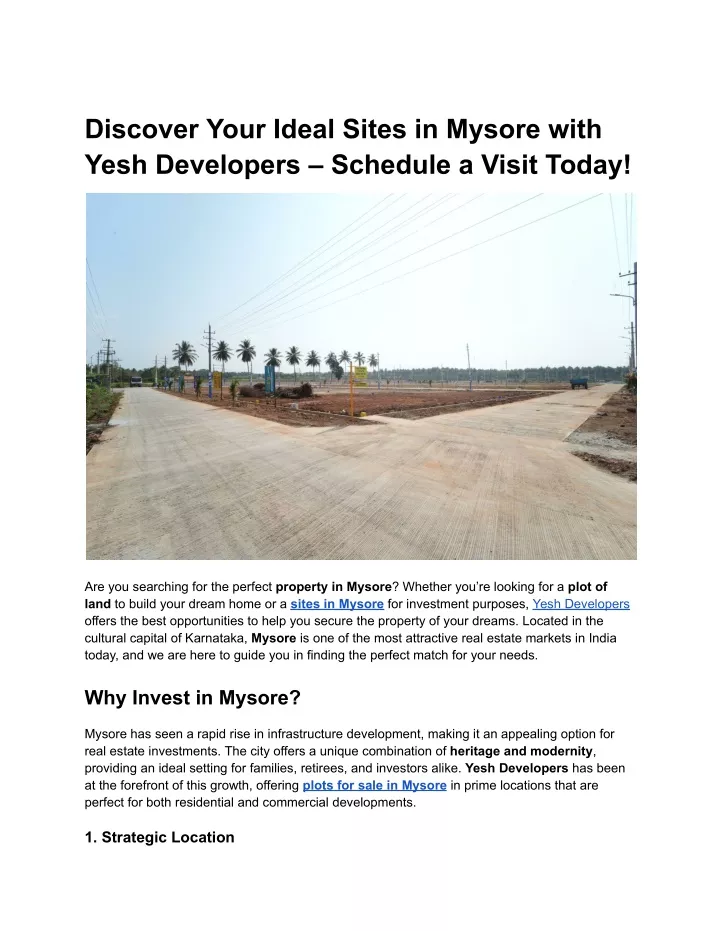 discover your ideal sites in mysore with yesh