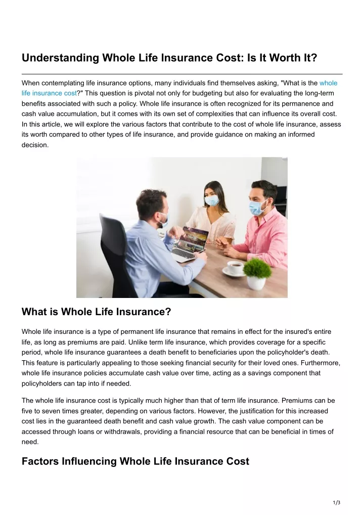 understanding whole life insurance cost