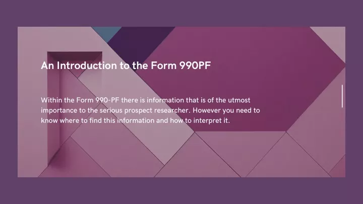 an introduction to the form 990pf