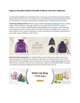 Explore Versatile And Eco-Friendly Products From Our Collection