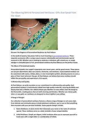 The Meaning Behind Personalized Necklaces