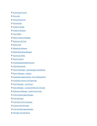 HOtel Careers URLS