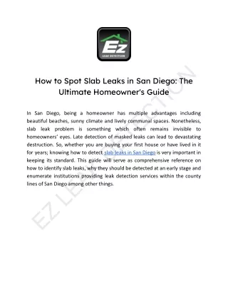 How to Spot Slab Leaks in San Diego_ The Ultimate Homeowner's Guide