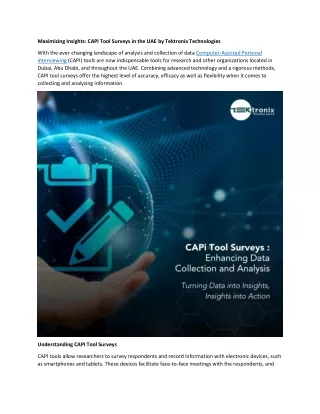 Maximizing Insights: CAPI Tool Surveys in the UAE by Tektronix Technologies