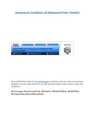 Armstrong Air Conditioner _ AC Replacement Parts - PartsHnC