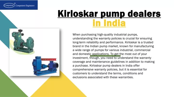 kirloskar pump dealers in india