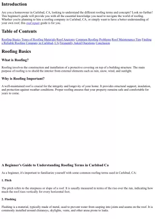 A Beginner's Guide to Understanding Roofing Terms in Carlsbad Ca