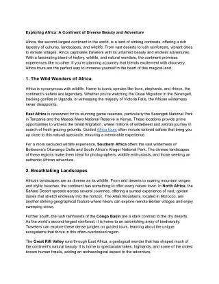 Exploring Africa_ A Continent of Diverse Beauty and Adventure