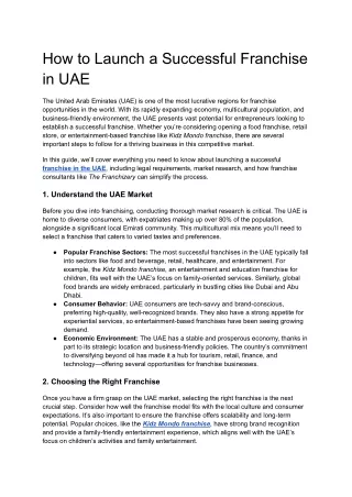 How to Launch a Successful Franchise in UAE
