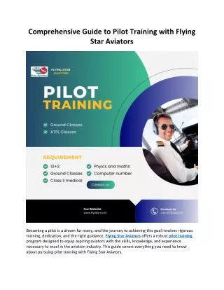 Comprehensive Guide to Pilot Training with Flying Star Aviators