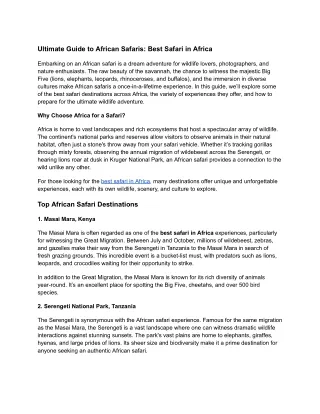 Ultimate Guide to African Safaris_ Best Safari in Africa