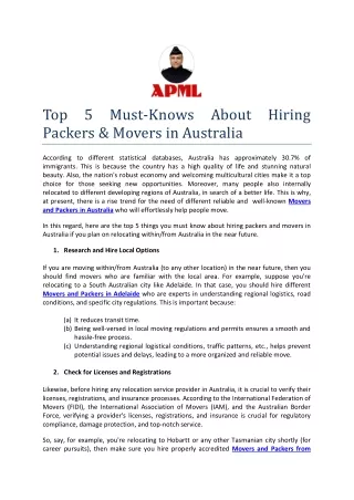 Top 5 Must-Knows About Hiring Packers & Movers in Australia