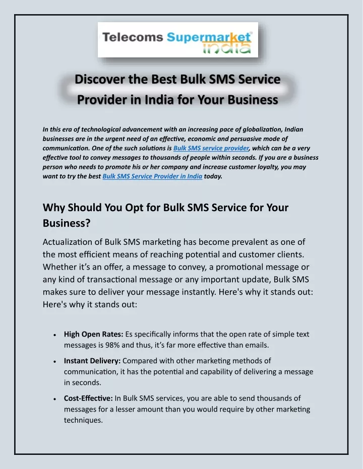 discover the best bulk sms service provider