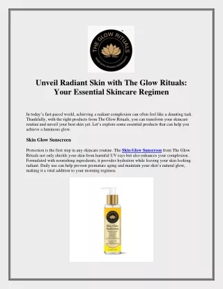 Unveil Radiant Skin with The Glow Rituals Your Essential Skincare Regimen