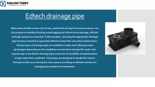 Edtech Drainage Pipe: Types of Drainage Pipes Used in India