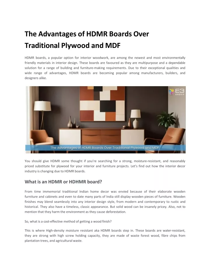 the advantages of hdmr boards over traditional plywood and mdf