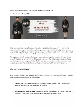 Elevate Your Ethnic Wardrobe with Exquisite Black Raw Silk Kurta Set