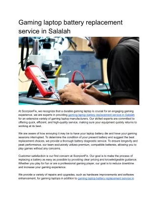 Gaming laptop battery replacement service in Salalah