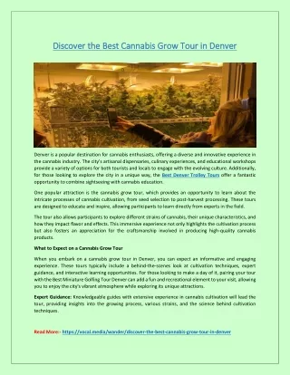 Discover the Best Cannabis Grow Tour in Denver