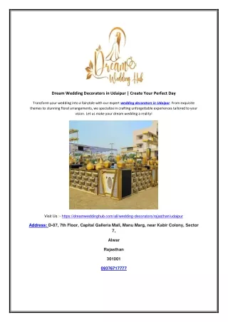 Dream Wedding Decorators in Udaipur | Create Your Perfect Day