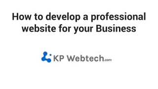 How to develop a professional website for your Business